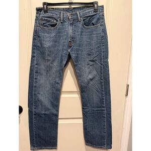 Levis 505 Mens Blue Denim Jeans Medium Wash Straight Fit Size 34x32